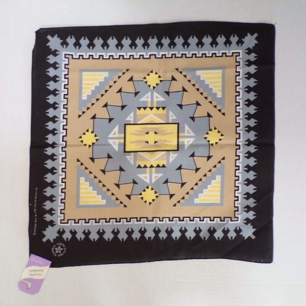 Vintage 1990 Bandana South West Native American Design Pattern